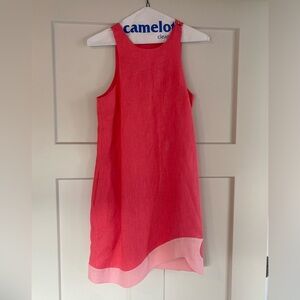 XS STAUD Allori Sleeveless Linen Shift Dress in Coral Paradise